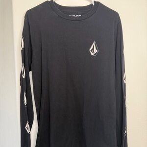 Volcom Black Long Sleeve Logo Tee with Sleeve Graphics